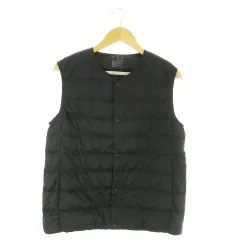 無印良品 良品計画 ダウンベスト スナップボタン 薄手 軽量 L 黒 ブラック /AO15 ■GY99
