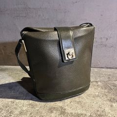 49AV ジュンコシマダ レザー ワンショルダーバッグ バケツ型 深緑 本革 