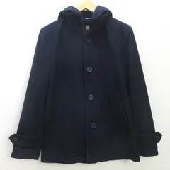 H■アーバンリサーチ/URBAN RESEARCH フード付き シングルボタンウールコート【M】紺/MENS■33【中古】