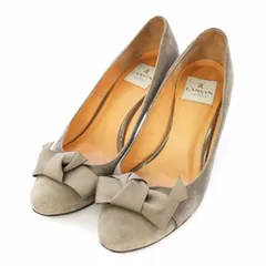 ランバンオンブルー LANVIN en Bleu パンプス スエード リボン 23cm グレージュ /TK ■MU