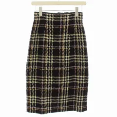 ジャスグリッティー JUSGLITTY ツイード スカート チェック ウール混 ロング タイト 0 茶 ブラウン /☆G ■BM