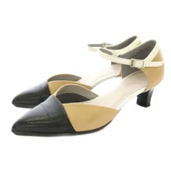 フィットフィット fitfit セパレートポインテッドヒールニーカー パンプス ストラップ レザー 24cm 黒 ブラック ベージュ 85002 /KU