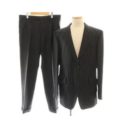 ポールスミス PAUL SMITH × エルメネジルドゼニア Ermenegildo Zegna ストライプ柄セットアップスーツ テーラードジャケット パンツ XL2 ブラック /DF ■OS