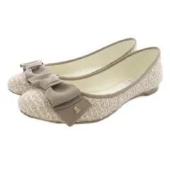 ランバンオンブルー LANVIN en Bleu リボン フラットパンプス 22.5cm ベージュ