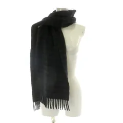 バーバリーブラックレーベル BURBERRY BLACK LABEL マフラー ストール 大判 フリンジ カシミヤ カシミア 毛 総柄 ストライプ柄 ロゴ 黒 ブラック 青 ブルー 灰 グレー /MP ■GY19