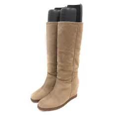 ファビオルスコーニ FABIO RUSCONI ロングブーツ スエード ローヒール ベージュ /MS ■GY19