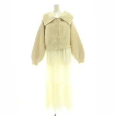 トランテアン ソン ドゥ モード 31 Sons de mode 24AW シャギーカーデセットチュールキャミワンピース ニット ジップアップ ロング 2点セット F オフホワイト /HK ■OS