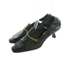 ルタロン Le Talon パンプス スクエアトゥ ギャザー レザー チェーン 23.5cm 黒 /MI ■OS