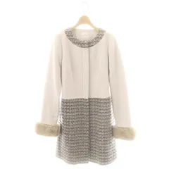 ディアプリンセス Dear princess ウール混 ツイード コート ノーカラーコート アウター ライトグレー マルチカラー /DF ■OS