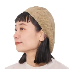 【新品】 CHARM コットン100% 手編み シンプル ベレー帽 [ フリーサイズ/ベージュ ] おしゃれ 大きいサイズ ニット帽子 0