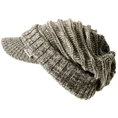 【新品】 [CHARM] つば付きニットキャスケット (フリーサイズ/男女兼用/ミックスブラック) レディース メンズ 帽子 (ニット帽/キャスケット) 防寒 ゴルフ 0