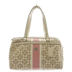 コーチ COACH シグネチャー ハンドバッグ ボストンバッグ レザー ピンク ベージュ 白 ホワイト F15132 /AN7