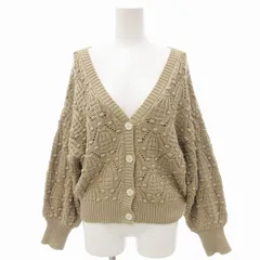 ナイスクラップ NICE CLAUP 美品 カーディガン ニット ローゲージ 短丈 F ベージュ /OU ■GY39