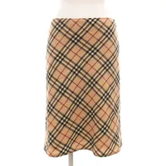 バーバリーブルーレーベル BURBERRY BLUE LABEL 美品 台形スカート ノバチェック ひざ丈 36 ベージュ 黒 ブラック 赤 レッド IBO85 /YJ