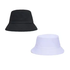 【新品】 [SLOW＆MELLOW] バケット ハット ユニセックス シンプル 韓国 風 無地 ストリート カジュアル 帽子 キャップ アウトドア 3カラー (ブラック・ホワイト2カラーセット) 0