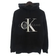 カルバンクラインジーンズ Calvin Klein Jeans モノグラム ロゴ フーディ プルオーバー パーカー J318041 黒 ブラック S