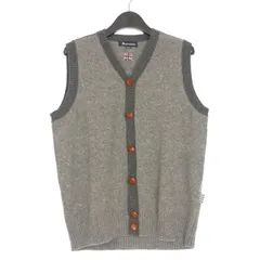 アクアスキュータム AQUASCUTUM ウッドボタン ニットベスト ジレ M グレー A9863901-93 国内正規