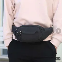 【ブラック】ウエストポーチ ウエストバッグ ショルダーバッグ 肩がけ シンプル