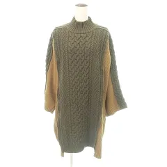 ズッカ zucca 23AW ケーブル ニット バイカラー ワンピース 日本製 Mサイズ キャメルブラウン カーキ