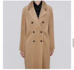 ザラ エコファー ダブル ブレスト ロングコート ベージュ ムートン