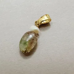 逆ウォーターメロントルマリン/淡水パール/真鍮＋18KGP ペンダントトップ 【天然石アクセサリー】