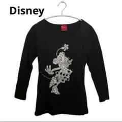 ディズニー　シャツ　カットソー　ミニーマウス　レース調デザイン　プリント