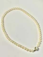 本真珠 淡水真珠ネックレス トップあこや真珠使用　留め具シルバー　USED品
