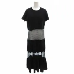 レッド ヴァレンティノ RED VALENTINO ワンピース ロング ノースリーブ XS 黒 ブラック レース切替 /FF