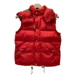 POLO by RALPH LAUREN　ダウンベスト　アウター　レイヤード　ハイネック　フード　フルジップ　ダブルジップ　無地　ワンポイント　ブランドロゴ　スモールポニー　刺しゅう　古着
