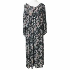 ルクールブラン le.coeur blanc 美品 ペイズリー2wayロングワンピース 3076064514 羽織 長袖 ウエストマーク 38 M相当 グリーン柄 ブラック X