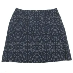 ニューヨーカー NEWYORKER 美品 大きいサイズ ジャガードスカート ひざ丈 台形 総柄 ウール混 23 7L相当 紺 ネイビー