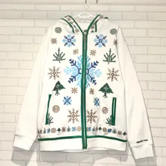 LRG × ROUND TWO ラウンドトゥー 総柄 ジップアップ パーカー ホワイト 白 刺繍