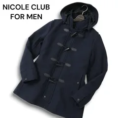 NICOLE CLUB FOR MEN ニコルクラブ フォーメン 中綿 キルティング★ フード着脱可 ダッフルコート Sz.48 メンズ ネイビー