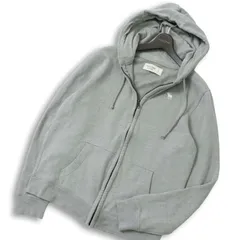 Abercrombie&Fitch アバクロンビー＆フィッチ ロゴ刺繍★ 裏起毛 スウェット ジップ パーカー フーディー Sz.L メンズ 灰