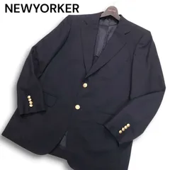 NEWYORKER ニューヨーカー 通年 刻印 金ボタン★ ブレザー テーラード ジャケット 紺ブレ Sz.A7　メンズ ネイビー