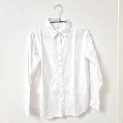 白 基本 長袖 コットン シャツ