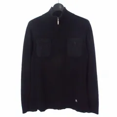 バーバリーブラックレーベル BURBERRY BLACK LABEL ジップアップ ドライバーズニット セーター 3 ブラック 黒 BMT11-403-09