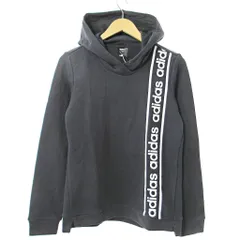 アディダス adidas タグ付き パーカー スウェット 長袖 ロゴプリント プルオーバー フーディー OT 黒 0820