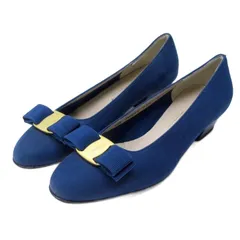 サルヴァトーレフェラガモ Salvatore Ferragamo ヴァラ リボン パンプス ヌバック レザー ヒール 5 C 約22.5cm IBO79 0912