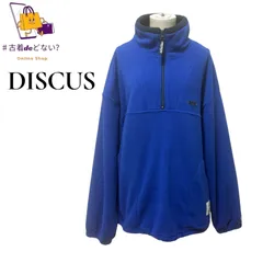 DISCUS ATHLETIC ハーフジップ フリース プルオーバー L ブルー ディスカス アスレチック 刺繍ロゴ オーバーサイズ ゆるだぼ 古着 ストリート