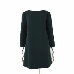 レリアン Leilian チュニック ワンピース 7分袖 ストレッチ 近年モデル L 11 ダークグリーン 深緑 バックファスナー 美品