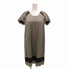 ユナイテッドアローズ UNITED ARROWS ドレスワンピース ミモレ ロング サテン 絹 シルク ビジュー装飾 半袖 36 S シルバー色 /FT ■GY14