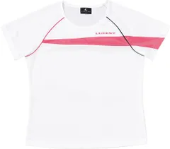 ルーセント LUCENT テニス Ladies ゲームシャツ 襟なし ホワイト 白 女性用 半袖Tシャツ 吸汗速乾 UVカット 日焼け対策 着替え 試合着 練習着 移動着 トップス  XLH2310 ホワイト