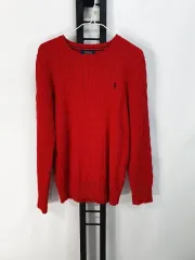 ポロラルフローレン ケーブル編み セーター コットン レッド BOY'S L 14-16
