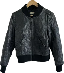 ZM1700 【美品】VERO MODA Jeansヴェロモーダジーンズ　ショートレザージャケットブルゾン　アウター　ブラック　レディース　Lサイズ