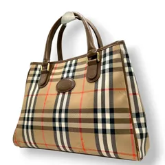 美品 バーバリー BURBERRY ノバチェック シャドーホース トートバッグ ハンドバッグ ナイロン レザー 本革 ベージュ 茶 ブラウン ロゴパッチ 自立可 レディース 鞄 カバン 軽量 クラシック エレガント 上品 通勤 通学 お出かけ オールド s56