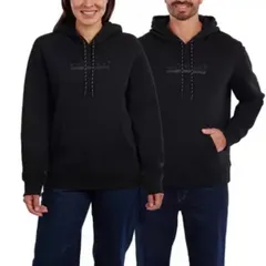 新品 カークランドシグネチャー COSTCO ロゴ ユニセックス パーカー S/M M/Lサイズ ブラック 2枚セット 裏起毛 コストコ 冬物 / 515359のサムネイル