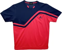 ルーセント LUCENT テニス UNI ゲームシャツ 襟なし   XLH3692 ピンクオレンジ×ネイビー