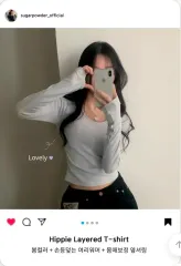 新品/定価 24 シュガパウダーグラムウォーマー Uネック 長袖Tシャツ YOURROSE