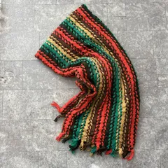 インポートラグ マルチクロス グラニーニット マルチカラー ヴィンテージ 大判 【縦159cm×横100cm】